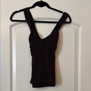 Susana Monaco Black Ruched Fitted Tank Top
